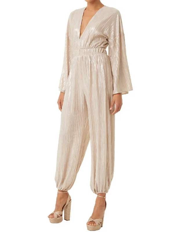 Comfortable Women's Clothes Pleated Jumpsuit In Ivory