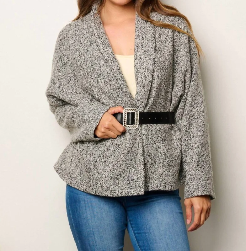 Women's Evening Clothes Belted Jacket In Gray