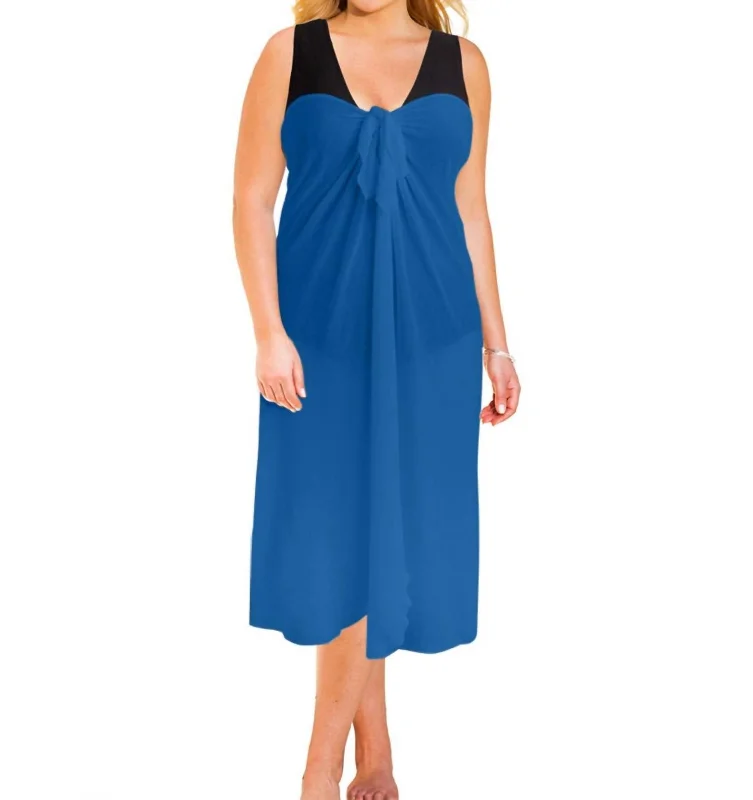 Modern Women's Fashion with Vintage Touches Sun Diva Plus Size Long Pareo Cover Up In Denim