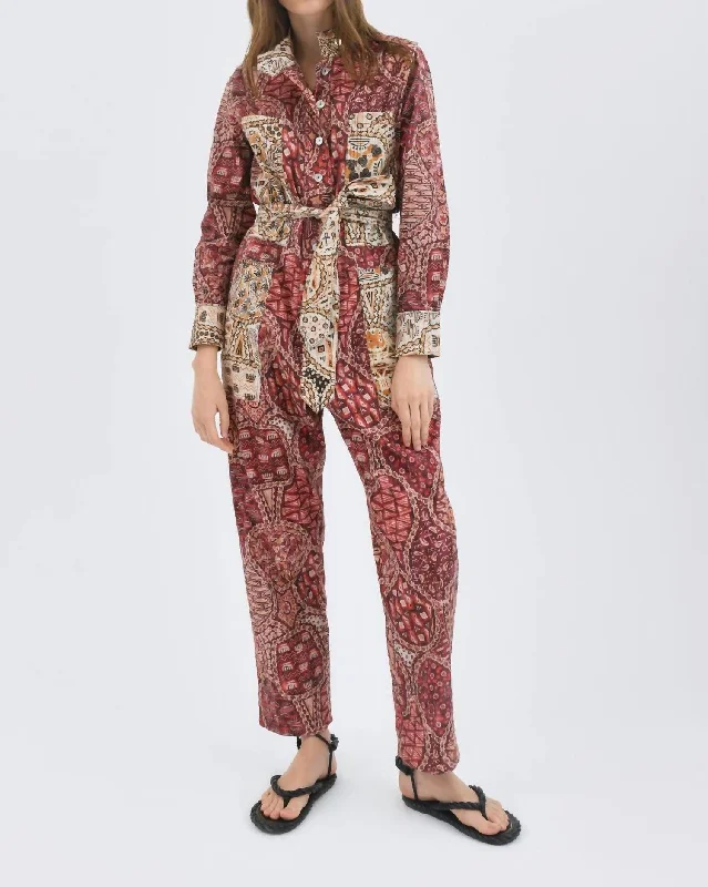 Women's Travel Outfit Set Gregory Jumpsuit In Cairo Red