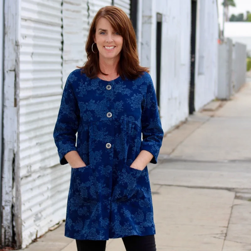 Classic Women's Clothing Styles Blue Dot Patterns Dover Jacket