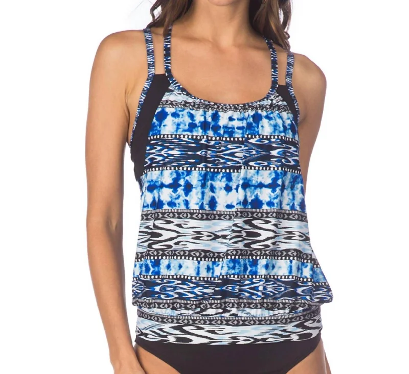 Affordable Women's Garments Go Girl Layered Tankini Top In Indigo