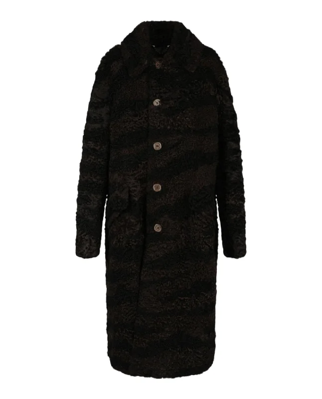 Luxury Women's Fashion Zebra Pattern Shearling Coat