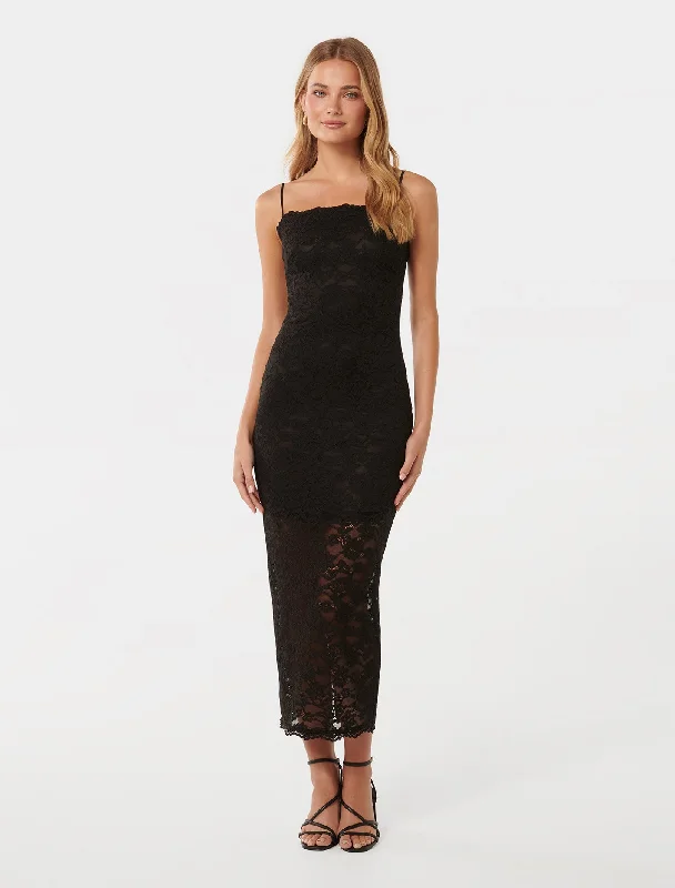 Trendy Boutique Online Angelica Lace Bodycon Midi Dress