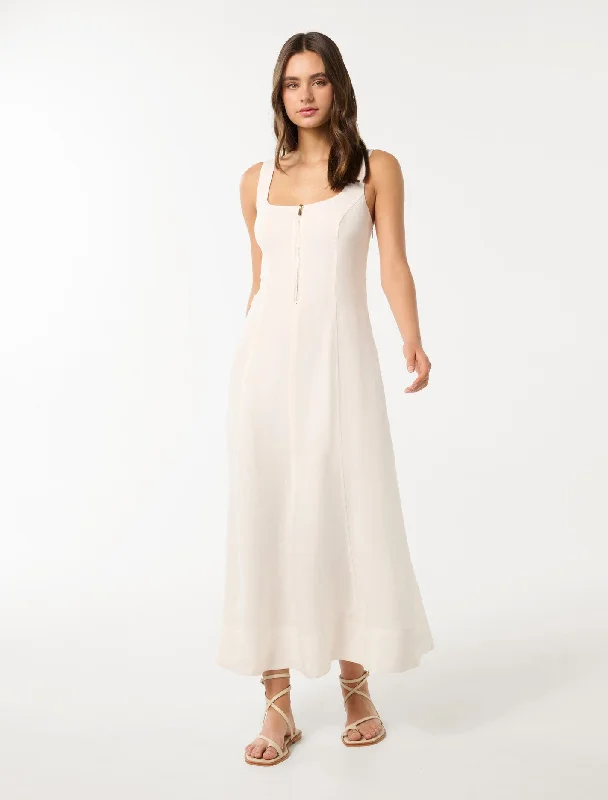 Clothing Online Bronte Linen Zip Detail Midi Dress