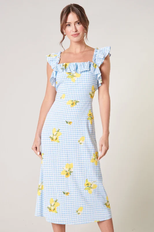 Stylish And Comfortable Clothing For Women Citrus Picnic Gingham Milo Midi Dress