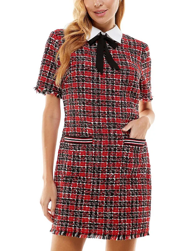 Women's Night-Out Clothes Juniors Womens Collared Mini Sheath Dress