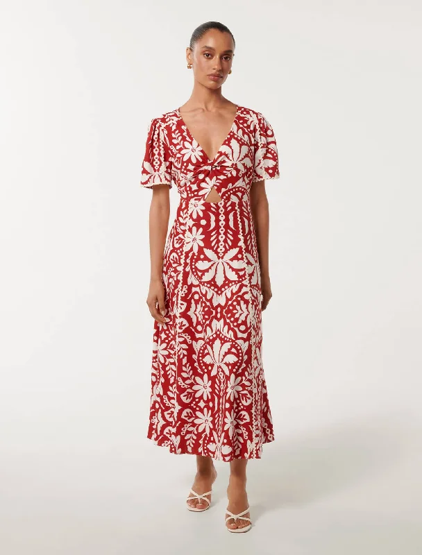 Sale On Sale Marbella Petite Printed Trim Midi Dress