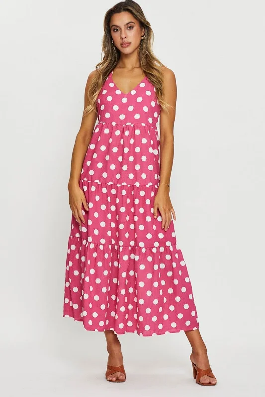 Outfits For Women Polka Dot Maxi Dress Sleeveless