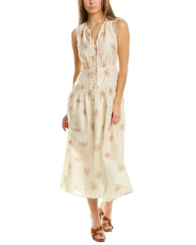 Women's Trendy Attire Rebecca Taylor Nora Floral Silk Midi Dress