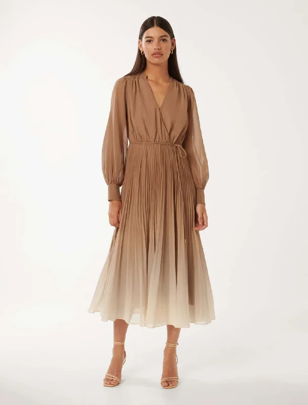 Women's Clothes And Apparel Sets Saskia Pleat Wrap Midi Dress