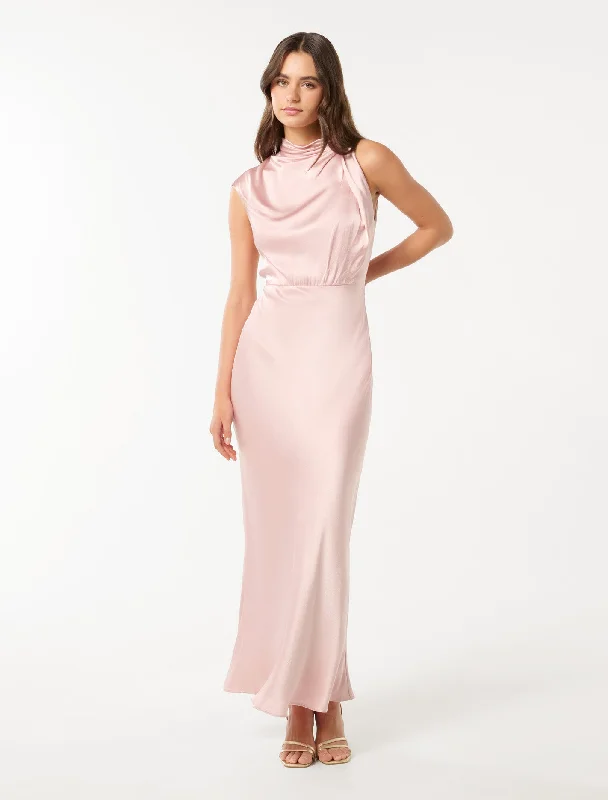 Best Boutiques Online Sienna High Neck Satin Maxi Dress