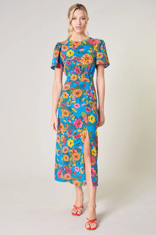 Women's Seasonal Clothes Twiggy Floral Bloom Floral Midi Dress