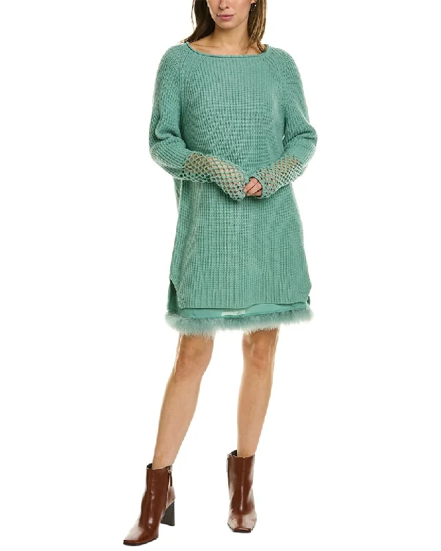 Women's Resort Attire TWINSET Layered Wool & Cashmere-Blend Sweaterdress