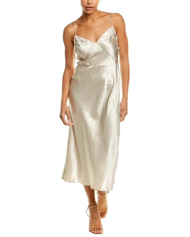 Fashion-forward Women's Wear Vince Draped Beads V-Neck Slip Dress