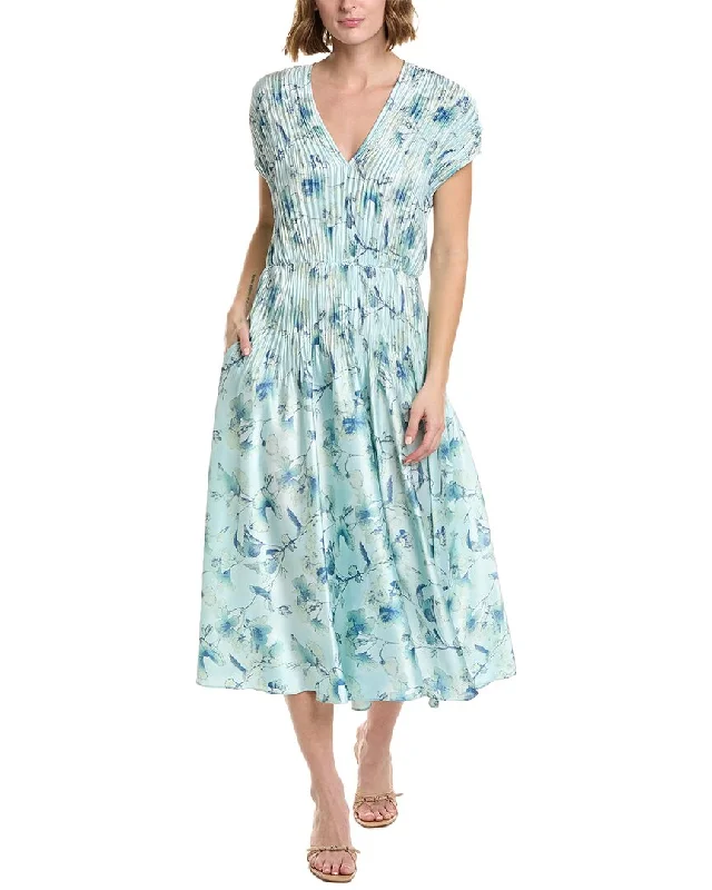 Timeless Women's Clothing Vince Floral Crushed V-Neck Midi Dress