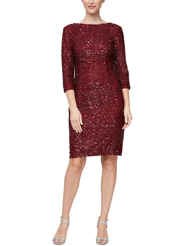 Women's High-Fashion Garments Womens Metallic Sequined Cocktail and Party Dress