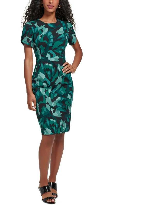 Outlet Clothing Womens Printed Knee Sheath Dress