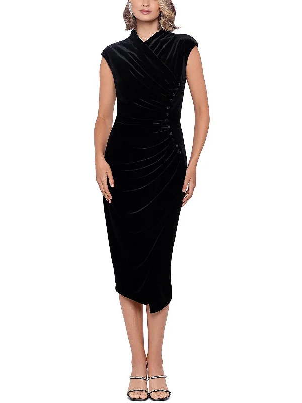 Women's Apparel Womens Velvet Long Cocktail and Party Dress