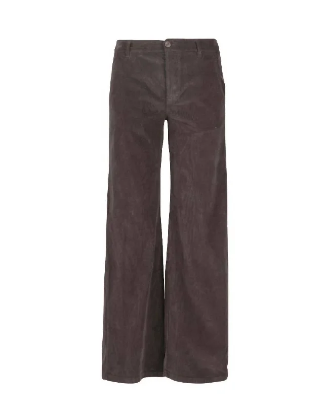 Women's Professional Clothes Corduroy Zip Front Pant In Chocolate