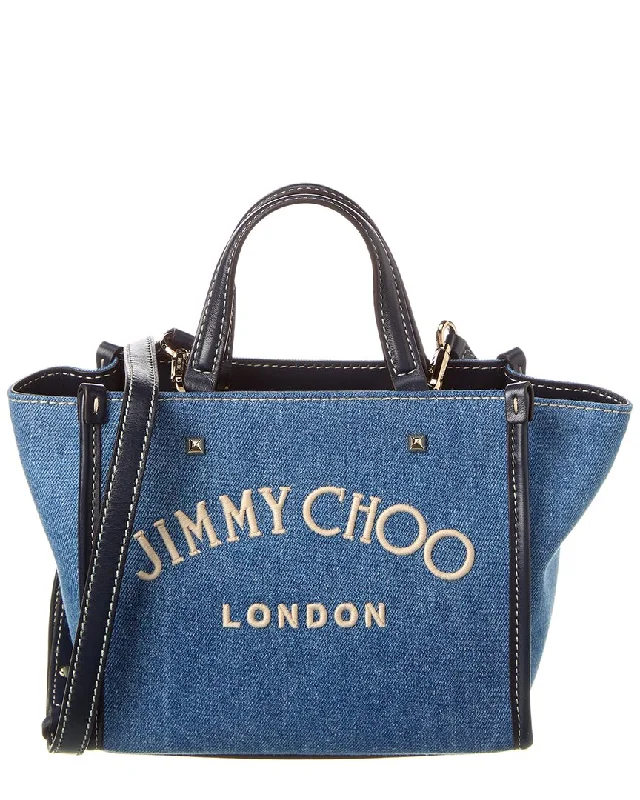 Women's Outerwear for All Weather Conditions Jimmy Choo Varenne London Denim & Leather Tote