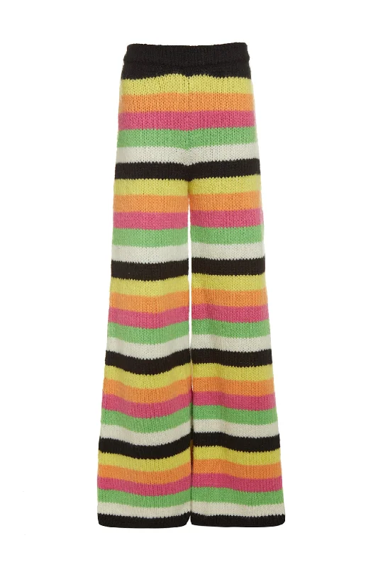 Versatile Women's Fashion Liu Knit Pant in Multi Striped Cashmere