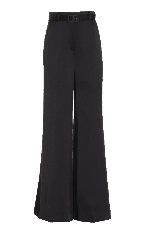 Women's Evening Wear Attire Mabon Pant in Black Silk Satin