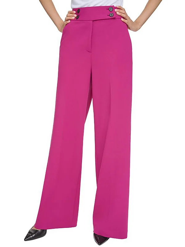 Women Apparel Petites Womens High Rise Work Wear Wide Leg Pants