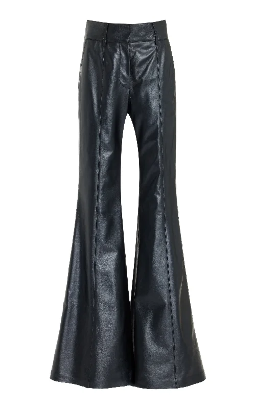 Online Boutique Clothing Rhein Pant in Black Metallic Nappa Leather