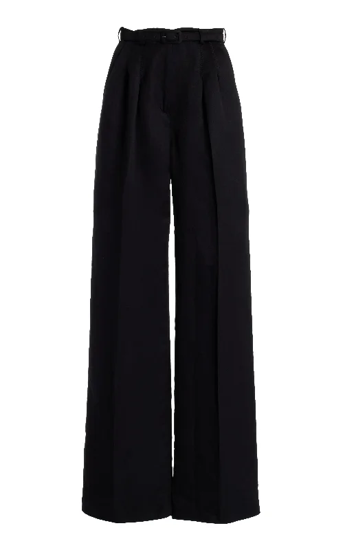 Stylish Women's Clothes for Work and Play Vargas Pant in Black Silk Linen Satin