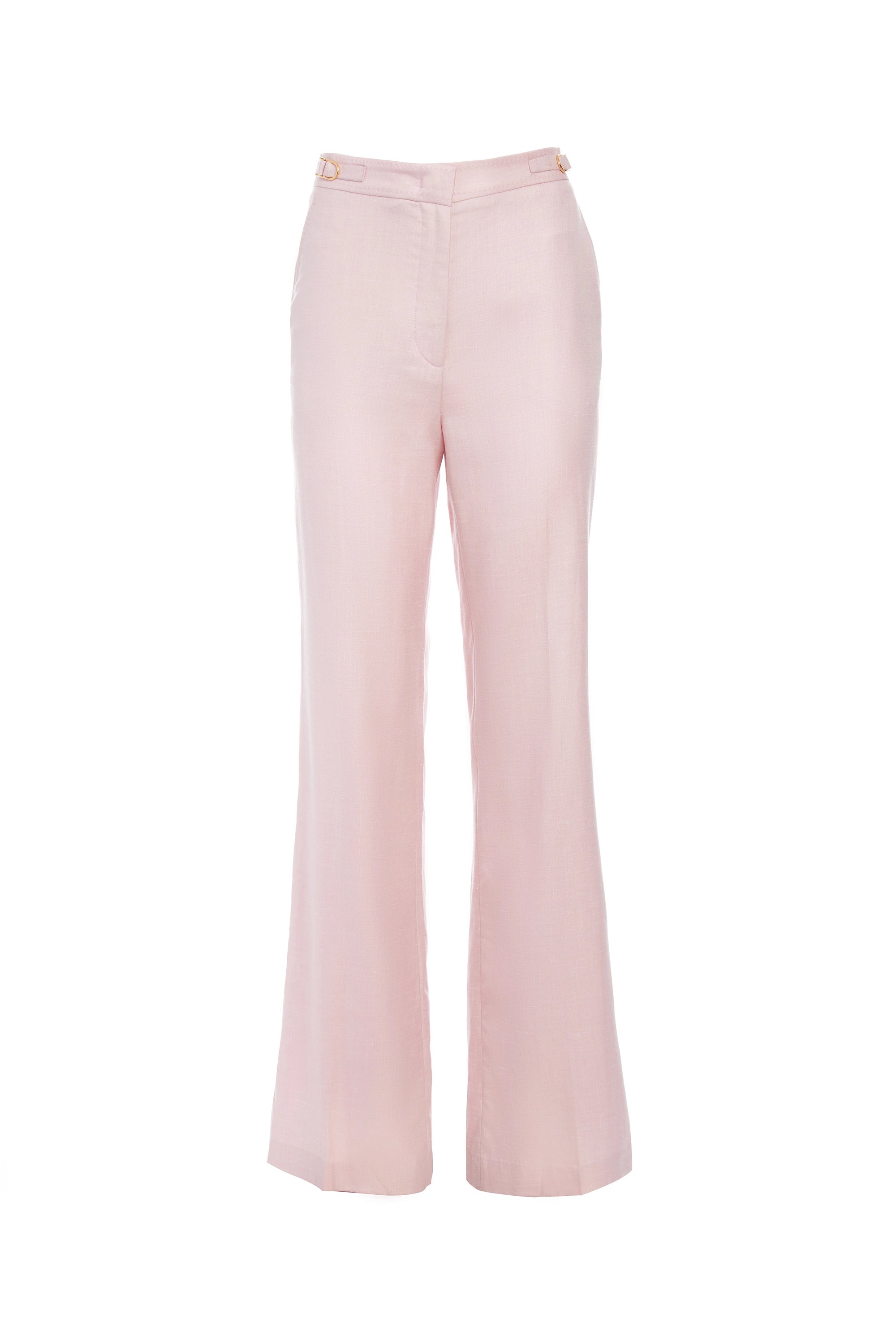 Trendy Athleisure Clothing For Women Vesta Pant in Blush Virgin Wool and Silk Linen Twill