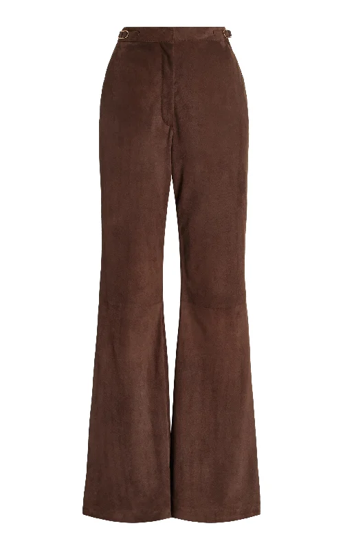 Women's Comfortable Clothes For Weekends Vesta Pant in Chocolate Suede