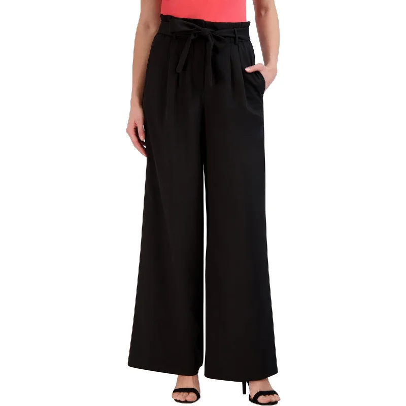 Modern Women's Fashion with Vintage Touches Womens High Waist Paperbag Wide Leg Pants